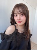 大人可愛いレイヤーロング×シースルーバング縮毛矯正