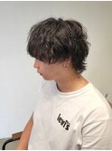 マッシュウルフ波巻きシャドウパーマ