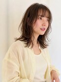 韓国風ミディアムレイヤー/くびれミディ/オリーブベージュカラー