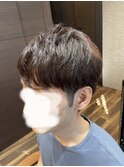 暖色系カラーのツーブロックスタイル