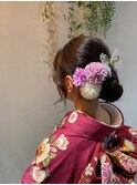 大人可愛いナチュラルアップヘア大人可愛い和装ヘアセット