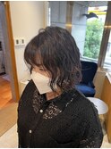 《緑橋/城東区/女性サロン》ゆるふわパーマチャコールグレージュ