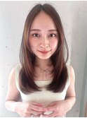 ナチュラルカールこなれミディウェーブパーマ前髪うるツヤ
