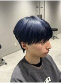 えりあし残しラウンドマッシュブリーチブルーブラック