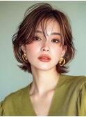 大人の抜け感ショートボブ×顔まわりレイヤー