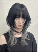 ウルフカット×インナーカラー