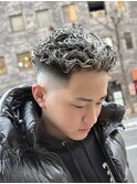 極道パーマ　ホワイトメッシュ