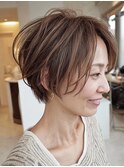 白髪ぼかし似合わせ大人ショート30代40代50代60代◎