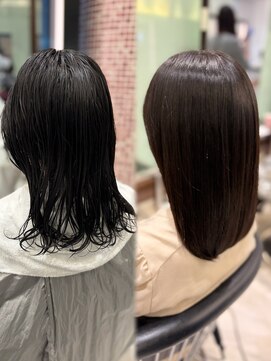 パーマ落としラボ アピッシュ 銀座(apish) 失敗パーマ直し パーマ落としで艶ストレート