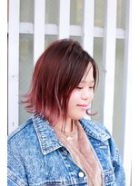 ヘアーサロン ビー(hair salon b.)&nbsp;透明感◎ピンクパープル　切りっぱなしボブ