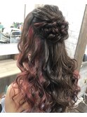 ハーフアップ/ヘアセット/ヘアメイク/ヘアアレンジ/編み込み