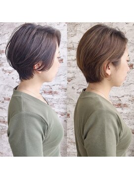 エル(elle) 小顔に見せるヘアワンサイドショート×パープルベージュ錦糸町