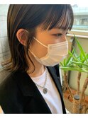 外ハネミディ×暗髪カラー 20代30代40代