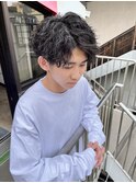 ツイストスパイラルパーマ アップバング センターパート 眉毛