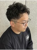 メンズパーマツイストスパイラルパーマスパイキーショート眉毛