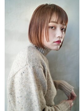 ギークス(GEEKS) 【GEEKS渋谷】ウォームブラウン/切りっぱなしボブ/冬カラー/小顔