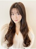 《CODE.LINE》ピンクブラウンロングレイヤーシースルーバング