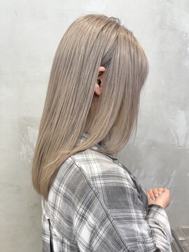 エリマバイフィフス 調布(elima by fifth) 調布ダブルカラーミディアムボブベージュアッシュブラウンカラー