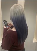 ホワイトシルバー×ネイビーのグラデーションカラー