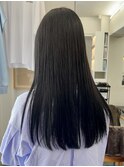 黒髪ストレートロングレイヤーミディアム髪質改善ストレートヘア