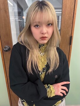 ヒビヲ 天神警固(HIBIO) レイヤーカットケアブリーチダブルカラーミルクティーベージュ