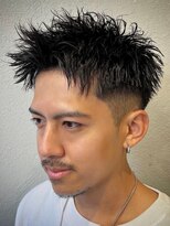 TENDER 川崎 MEN'S SALON【テンダー】【10月上旬NEW OPEN（予定）】&nbsp;702黒髪アッシュスパイキーショート刈り上げ無造作ヘアフェード