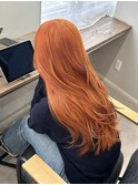 アプリコットオレンジ×小顔に見えるレイヤーカット
