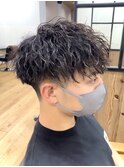 ツイストスパイラルパーマフェードマッシュメンズパーマカット