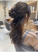 結婚式参列ヘアセット　カチモリハーフアップ　ゆるカワセット