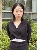 切りっぱなしロブ×地毛風カラー