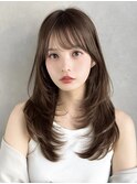 ワンカールレイヤースタイル/ミルクティーブラウン/20代30代40代