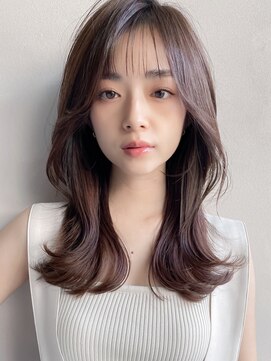 アグノス 青山(Agnos) 前髪艶感グランマッシュナチュラルカール暗めカラーセミディ