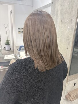 韓国顔まわりレイヤーカットグレージュオリーブベージュブラウン