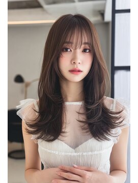 ケシキ 表参道 原宿(kesiki.) ミディアムレイヤー顔周りレイヤーハッシュカット韓国へア