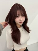 ブリーチなしワインレッド