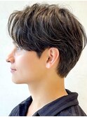 ニュアンスパーマ/センターパート/韓国マッシュ/ダークアッシュ