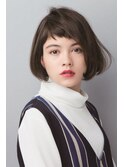 エアリーボブオン眉ぱっつん前髪[グレージュカラー]◎30代40代