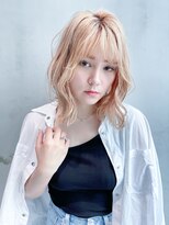 アルバム 銀座(ALBUM GINZA)&nbsp;ラフウェーブ_外ハネボブセクションカラーペールベージュ_48712