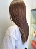 ピンクブラウン/ブリーチなしカラー/艶カラー/曳舟髪質改善