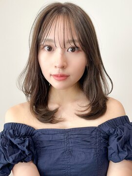 レア 表参道(L'ea) くびれヘアアプリコットオレンジ夏ヘアハイライトカラー