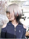 ホワイトブロンドエンドカラークラゲヘアー_ba537841
