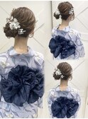 横浜駅浴衣着付けヘアアレンジサイドシニヨン／カチモリ／羊ヘア