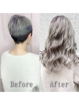 あるじゃんすー 天神店 ホワイトアッシュ#シールエクステ#小顔ヘア#ラフウェーブ#天神