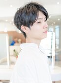 束間ツーブロックマッシュ/センターパート/ツイスト/ビジネス