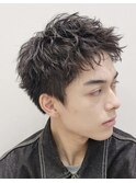 スパイキーショートパーマビジネスヘアメンズパーマ刈り上げ