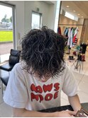 シルバーメッシュ×波巻きパーマ