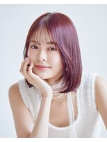 オーバーヘアー 長岡京店(over hair)&nbsp;【over hair】カシスレッド×切りっぱなしボブ