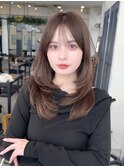 美髪レイヤーカット/くびれ巻き髪/ベージュカラー/縮毛矯正
