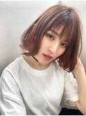 【アフロート添田】インナーカラーくすみピンク大人かわいいボブ