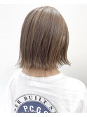 1ブリーチ切りっぱなしボブ×ミルクティーベージュ